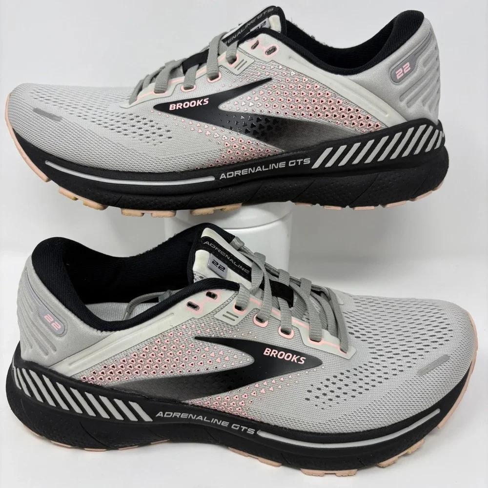 Brooks Adrenaline GTS 22 Womens Size 8.5 Grey Black Running Shoes (1203531B035)